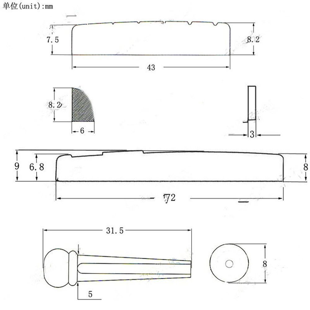 White/Black Guitar Accessories Portable Classica Guitar Saddle Nut Bridge Pins