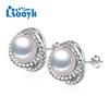 LSOOYH серьги с натуральным пресноводным жемчугом для женщин, модные роскошные серьги-гвоздики с кубическим цирконием