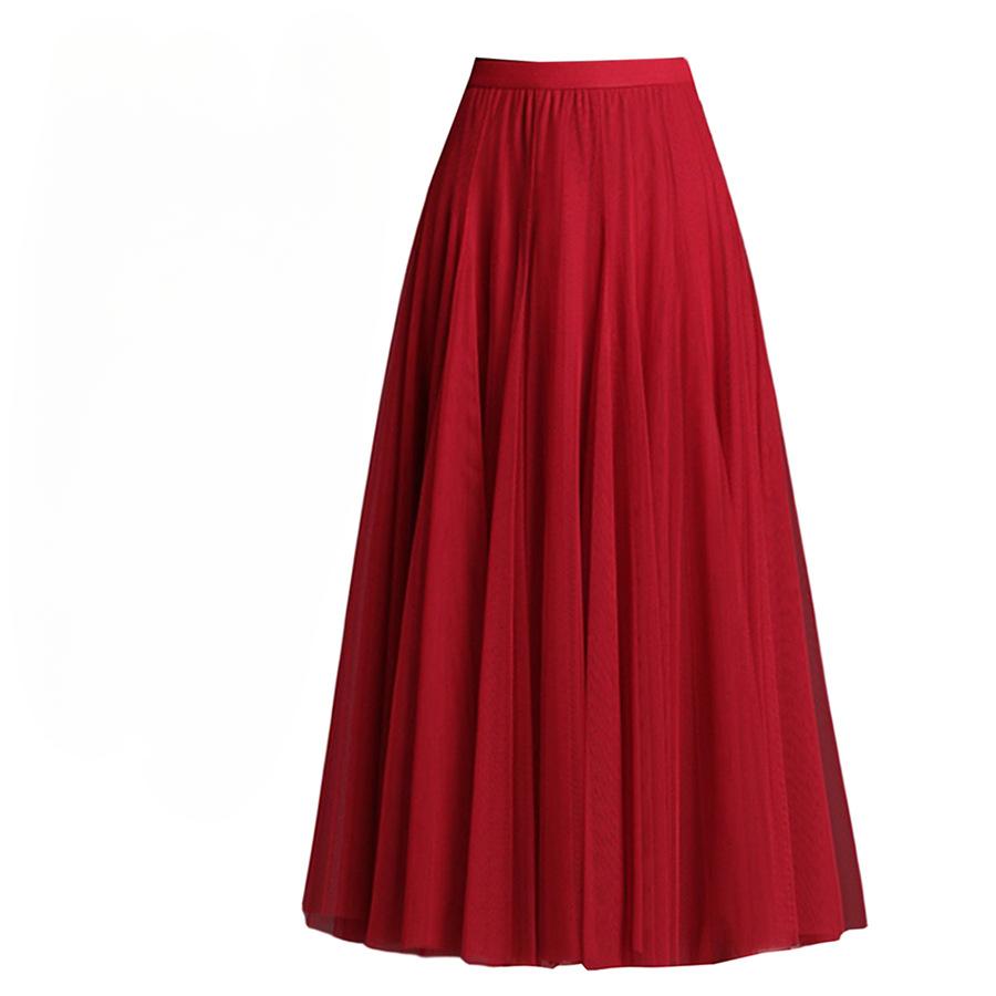 Женская юбка, длинная юбка-качели, тонкая юбка феи с высокой талией до середины тела, танцевальная сетчатая юбка