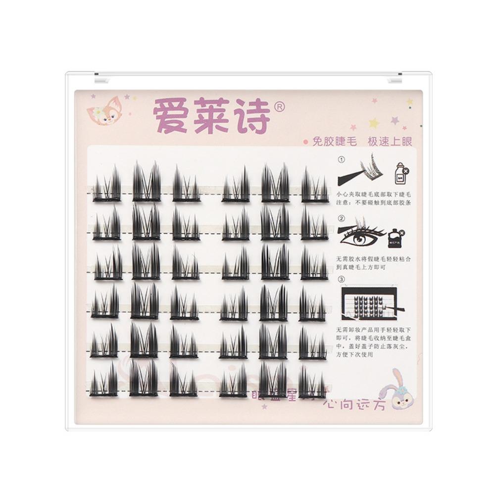 Наращивание самоклеящихся ресниц пучки Макияж без клея Накладные ресницы Наращивание ресниц