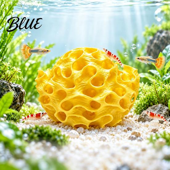 Shrimp Tank Supplies Aquarium Cave, 3D Printed Honeycomb Betta Hide, Fish Shelter Hideout, Porous Sphere for Guppy Small Breeding Ground
