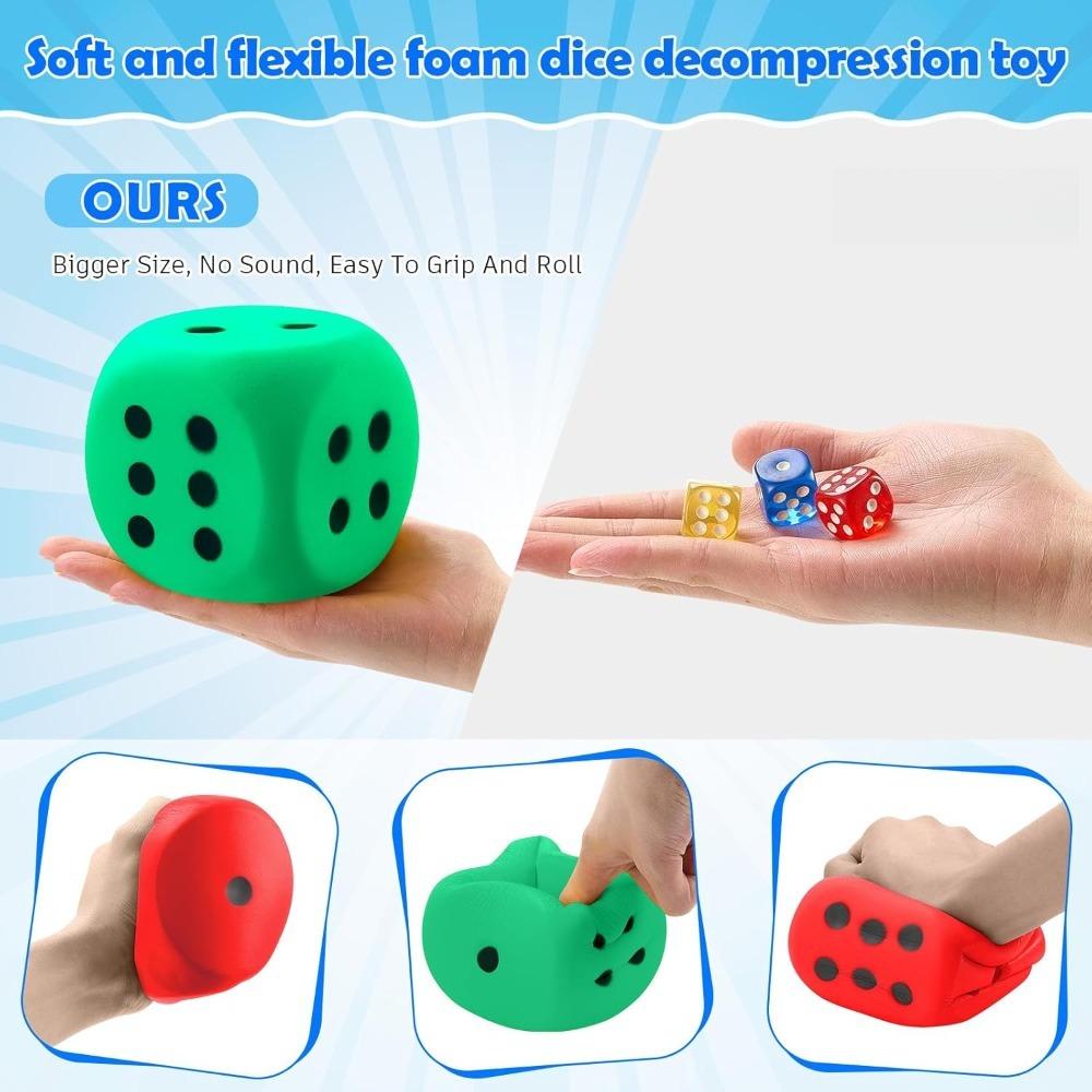Squishy Foam Dice Stress Balls Soft Jumbo Dice Educational Learning Squeeze Anxiety Relieve Toy Gifts for Adults Kids Board Game