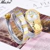 Ladies' Waterproof Diamond Inlaid Dial Quartz Watch Ladies' Fashion Trendy Unique Diamond Inlaid Serpentine Bracelet Watch