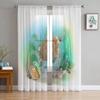 Тюлевые шторы «Морская черепаха», плавание в океане, занавески для гостиной, прозрачные современные шторы для декора спальни
