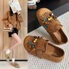 Толстоподошвенные Birkenstocks с бахромой осенние нишевые Doudou туфли с бусинами новые полностью закрытые Birkenstocks