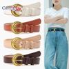 Women's Leather Belts for Jeans Dresses Fashion Gold Buckle Ladies Belt