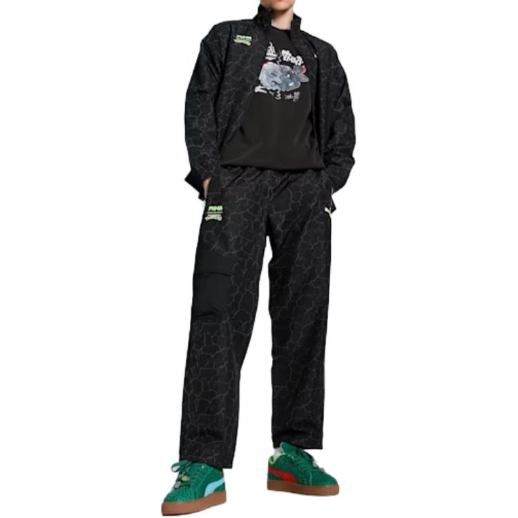 Puma Logo Loose Fit Cargo Pants Men Pants Black 63010301