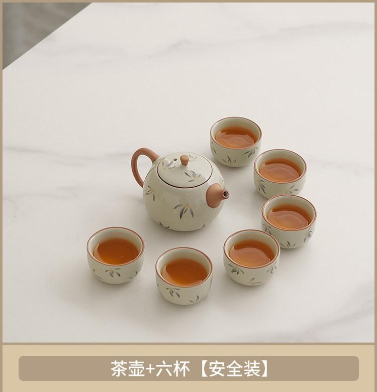 Beige Ru Kiln Western Ship Pot Large Kung Fu Teapot Household High-end Ceramic Tea Breaker Single Pot Small Tea Set