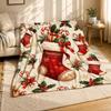 Christmas Stockings Candy Canes Coral Fleece Blanket Holiday Decor