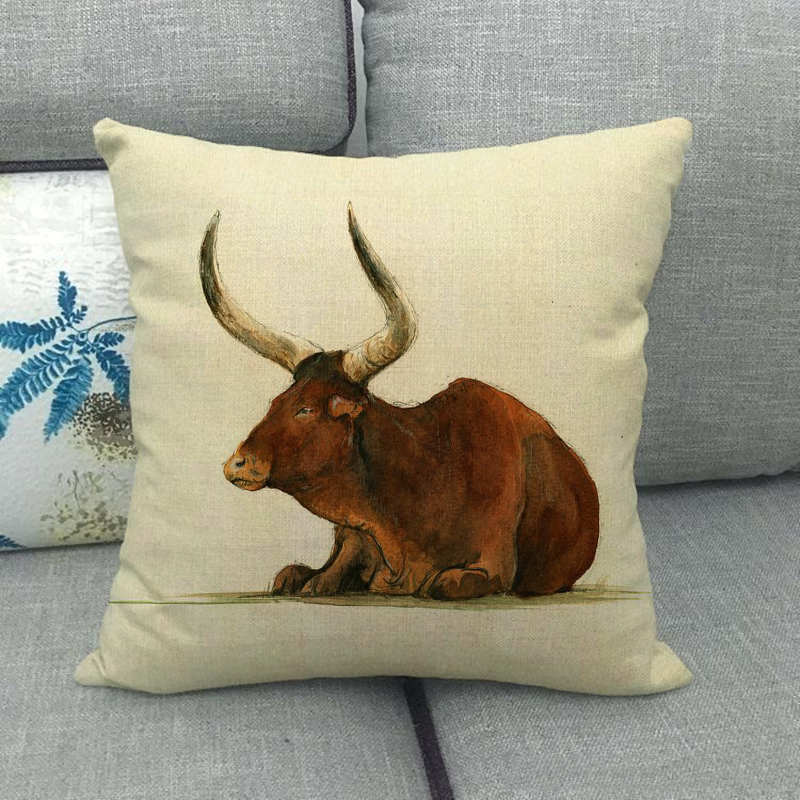 Animal Color Oil Painting Patterns Digital Printing Short Plush Pillow Covers For Car Sofa Office Cushion Cover Home Goods