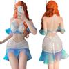 Косплей Эротическая Русалочка Принцесса Сексуальный Косплей Экстремальный Эротический Купальник Русалки Матросский Костюм Открытая Грудь Перфорированный Соблазнительный Костюм Куколка