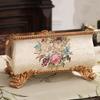 1PC Vintage Floral Pattern Resin Tray - Abstract Design Double Grid Remote Control Storage Rack and Desktop Organizer