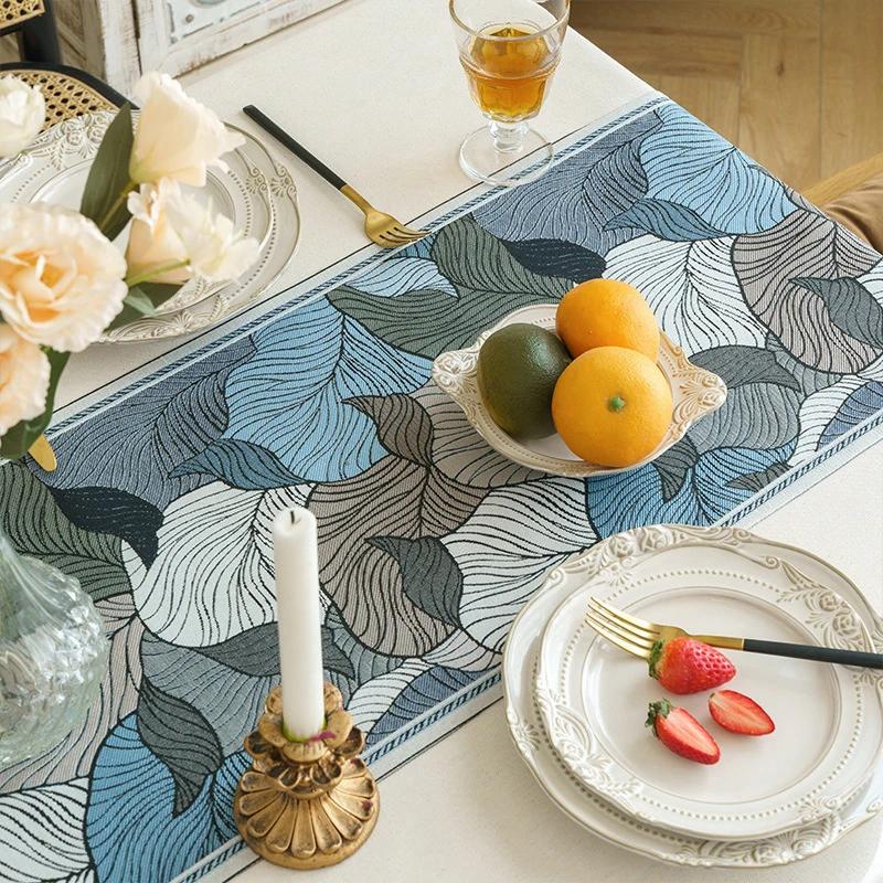 Скатерти с узором в виде листьев, современное домашнее свадебное украшение, скатерть, кухонный декор, чехлы на столы для телевизора, салфетки, флаг для кровати