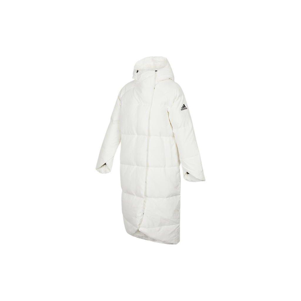 Adidas Womens Big Baffle Down Coat With Zipper And Hood Women Coat White GQ2509