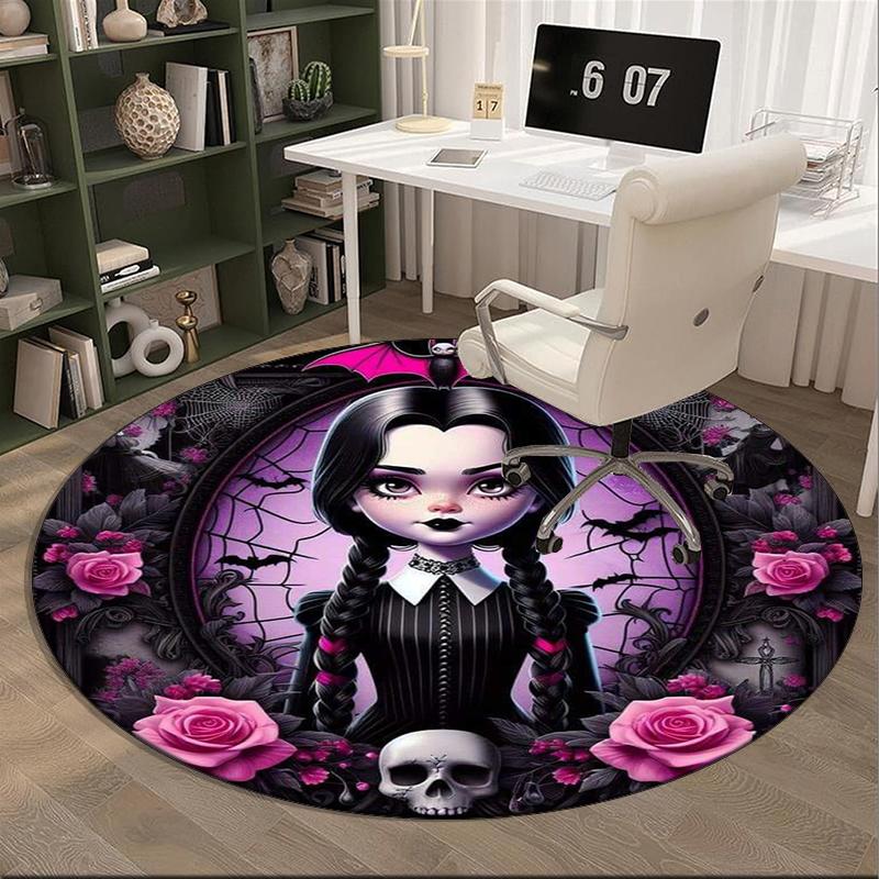 Gothic Fashion And Mystery round carpet Chair cushion Round Entryway Rug, Soft Round Rugs for Living Room, Bedroom, Circle Carpet decor gifts