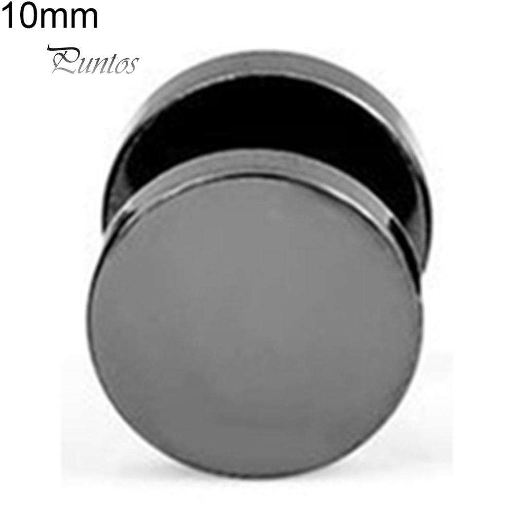 Lady's Men Cool Punk Round Black Stainless Steel Ear Stud Piercing Earrings 3mm - 14mm
