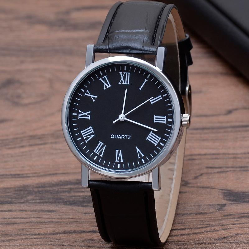 Модные наручные часы унисекс, деловые часы из искусственной кожи с римскими цифрами, аналоговые кварцевые мужские часы Blu-Ray, новинка