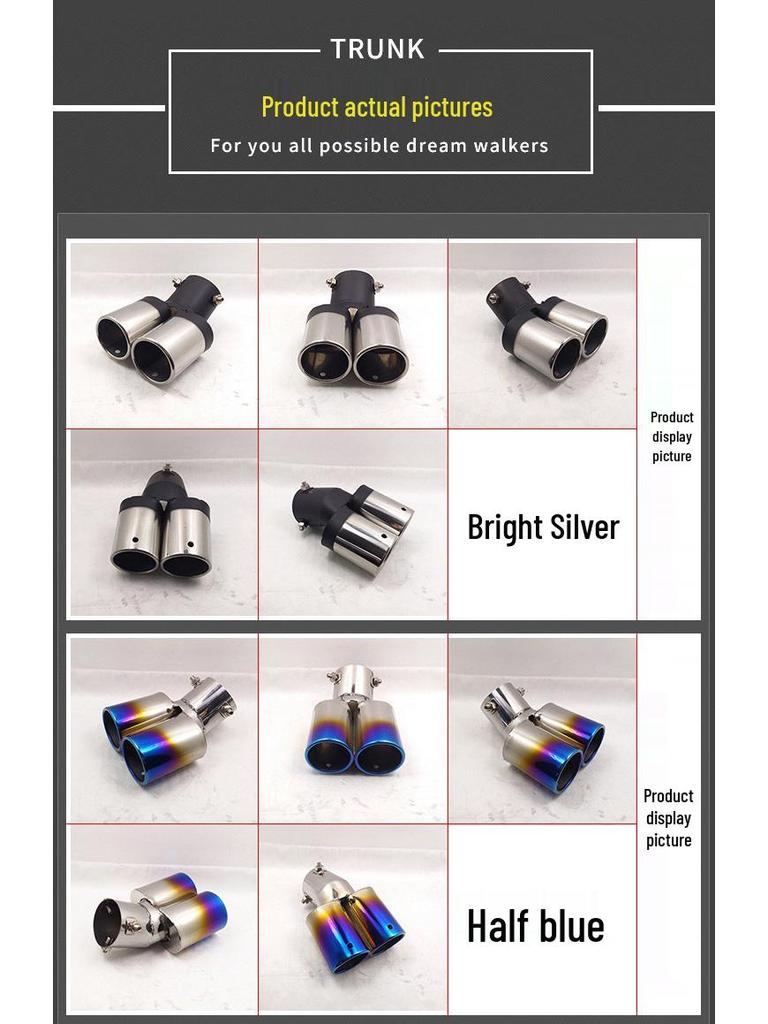 Compatible with Cruze, Focus, New Sail: Silver Slant Mouth Muffler Bend Pipe Tailpipe - 704c.