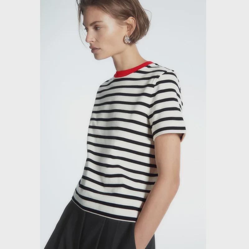 Женская футболка с круглым вырезом и коротким рукавом в стиле COS - весна 2024 г.