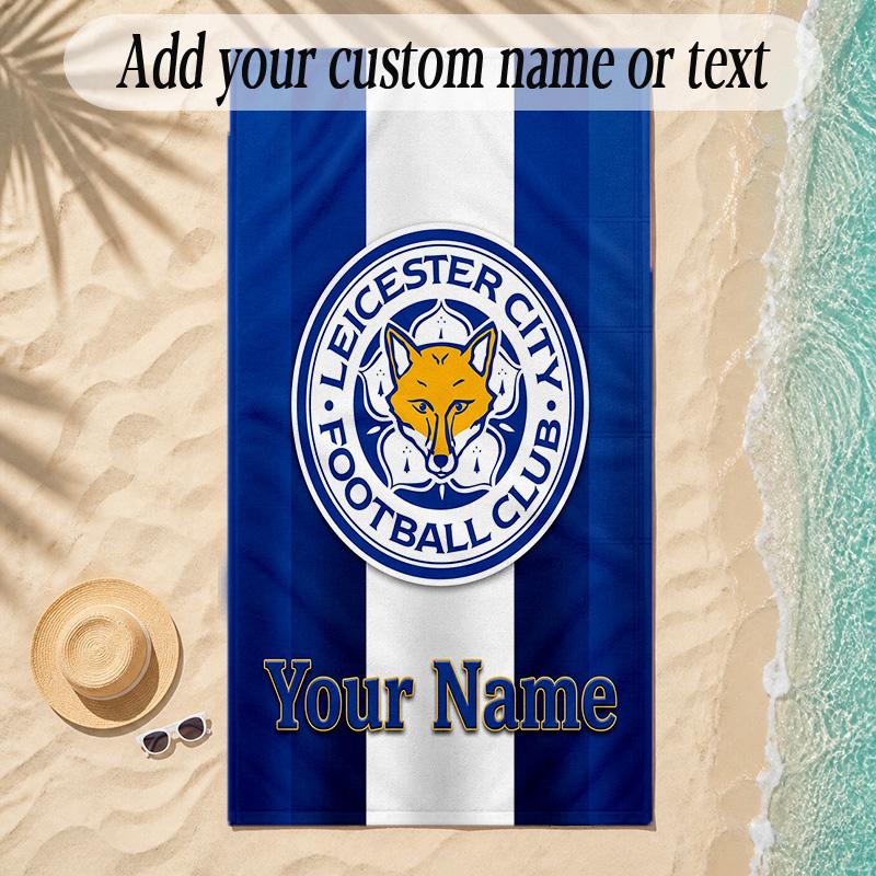 Beach TowelLeicester City Custom Name Text Personalized Soft Towel for Beach Pool Indoor Home Decor Gift