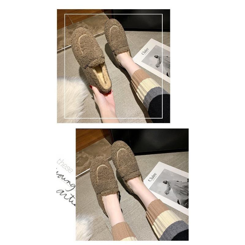 Осенне-зимние новые женские туфли Bean Shoes из плюша и хлопка с толстой подошвой