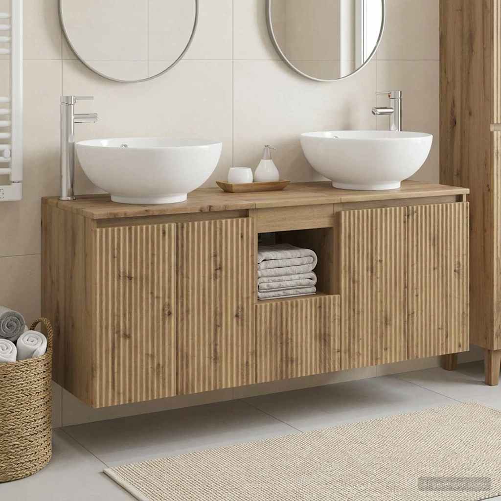 Bathroom Cabinet Set 3 pcs Artisan Oak 129 x 44.5 x 80 cm