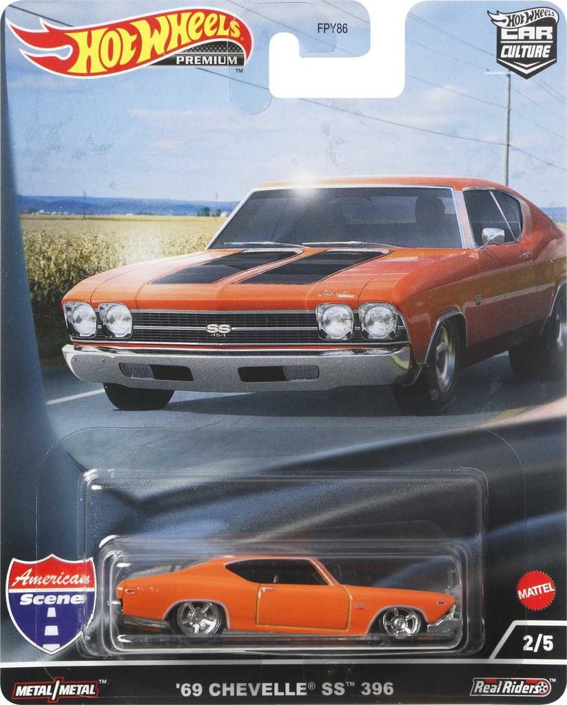 Hot Wheels Car Culture Американская сцена Chevelle SS 396 лет и HCJ83 '69 [3 вверх]