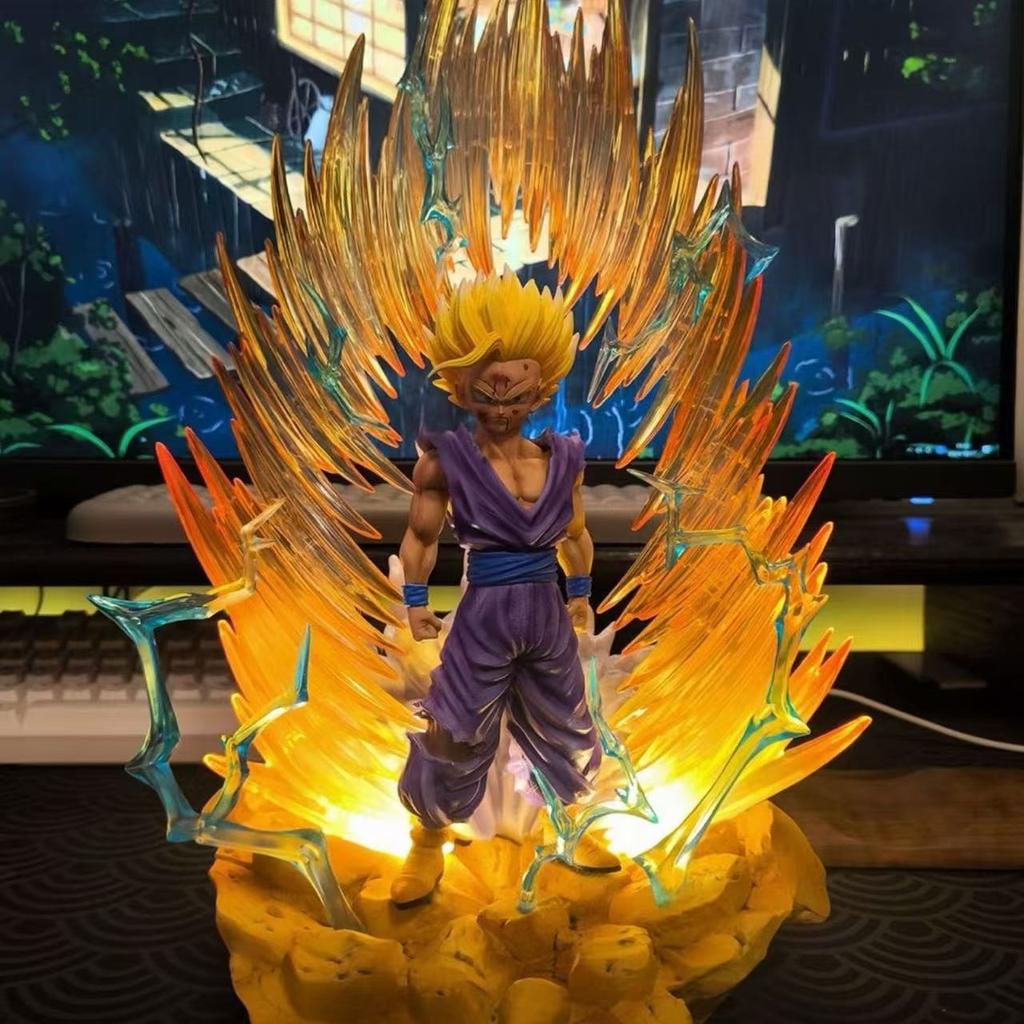Jt Statue Drogan Boll Z Son Gohan Figure Replaceable Heads Led Base Super Saiyan Gohan Action Figures Collection Mode Toys Gifts