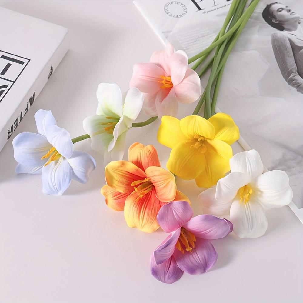 6pcs Artificial Opening Tulips, DIY Flowers Bouquet, PU Tulips Flower, Flower for Home Bedroom Wedding Home Decoration