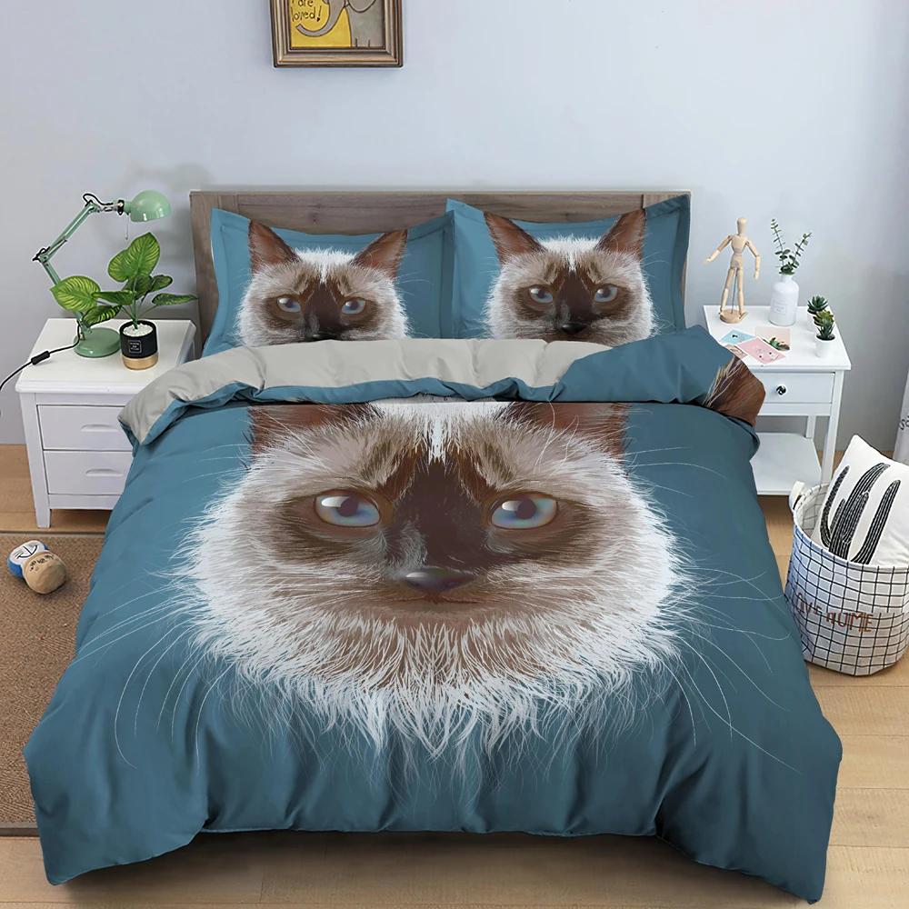 Пододеяльник с изображением канадского сфинкса и кошки King Queen Lovely Pet Kitty, комплект постельного белья для детей, подростков и взрослых, с милым животным, мягкий полиэстеровый пододеяльник