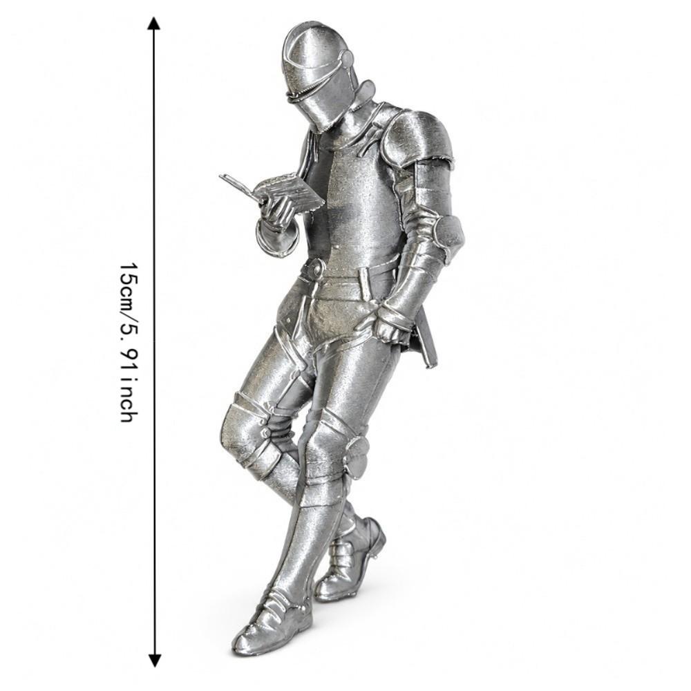 3D Printing Medieval Knight Statue Silver Knight Bookshelf Decor Gothic Library