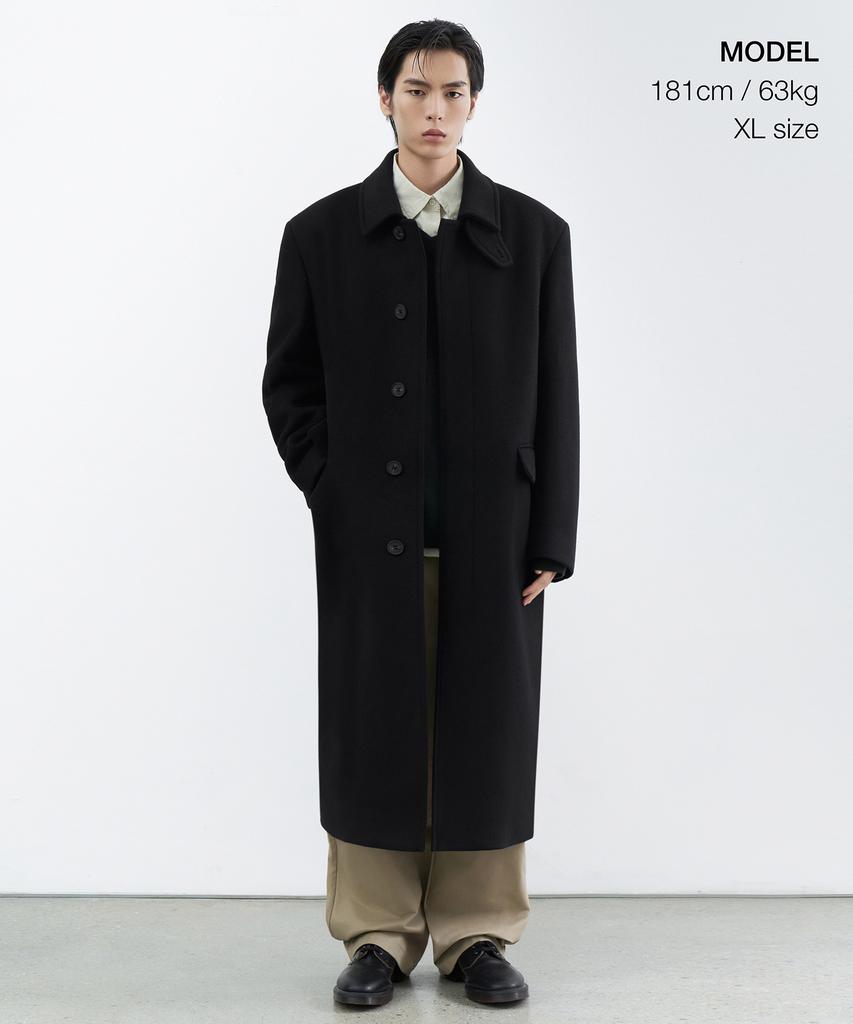 Musinsa Standard Cashmere Blend Over-Shoulder Balmacaan Coat [Black]