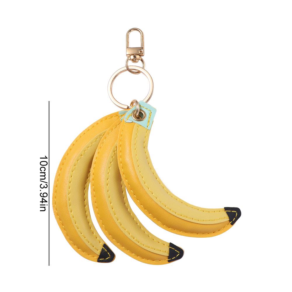Cute Fashion PU Leather Pendant PU Banana Fruit Key Ring Creative Fruit Banana Keychain Female