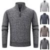 Men's Plush Long Sleeve Pullover Half Zip Knit Sweater Men's Warm Sweater