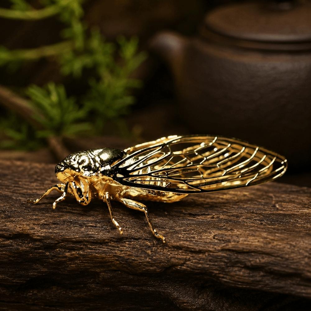 Exquisite Zinc Zinc Alloy Animal Statue Mini Vintage Insect Sculpture Creative Cicada Figurine Tea Ceremony