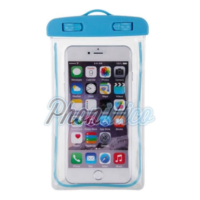 Sac Waterproof Bleu compatible Apple iPhone 3G 3GS 4 4S 5 5S 5C 6 6S 6 Plus 6S Plus SE - Phonillico®
