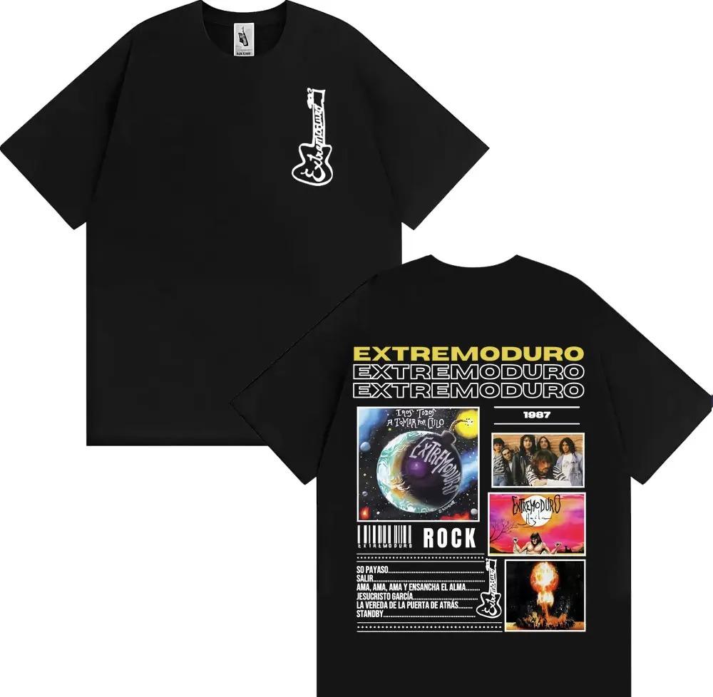Футболка с принтом Rock Band EXTREMODURO Тур 2025 Мужская Модная Ретро С коротким рукавом Свободная Мягкий Топ