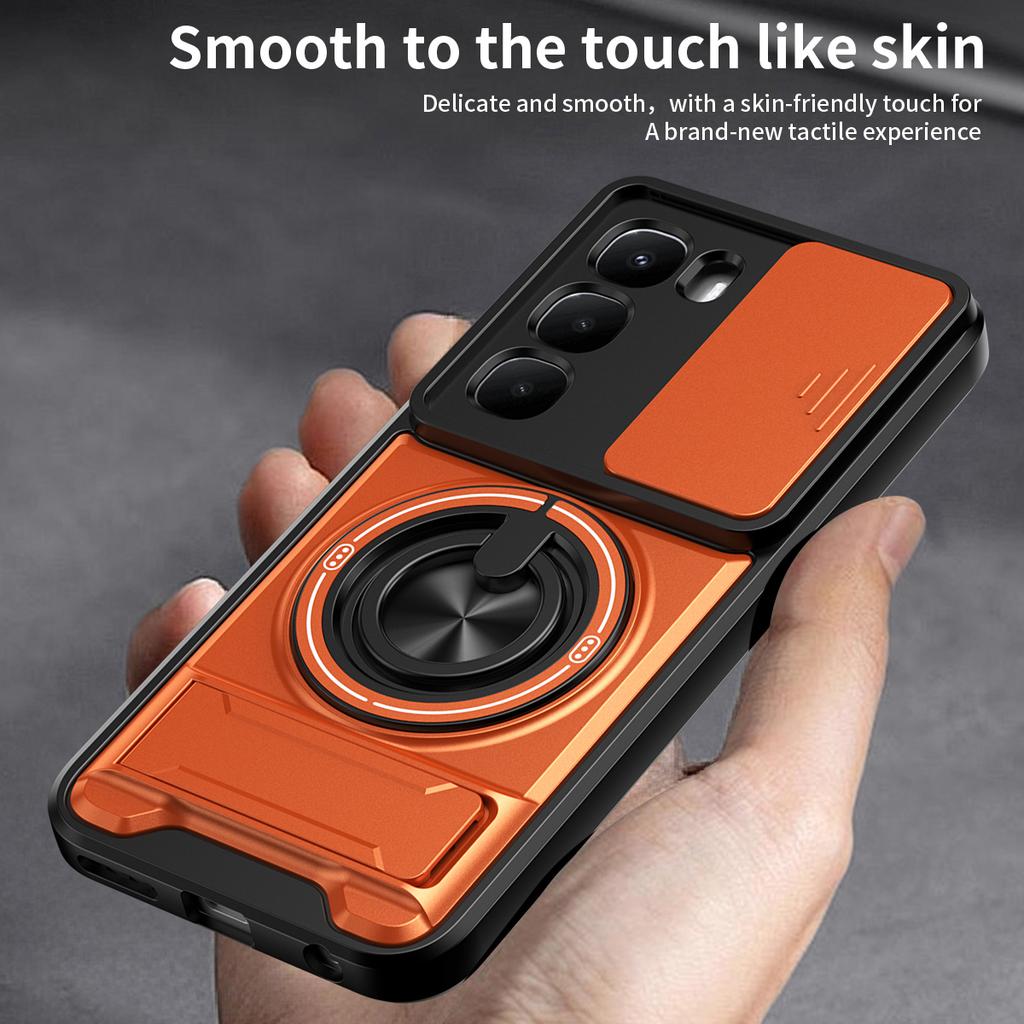 Для Infinix Hot 60 Pro 4G Магнитный чехол с кольцом-держателем и складной подставкой, чехол-бампер из ТПУ и ПК с защитной шторкой для камеры