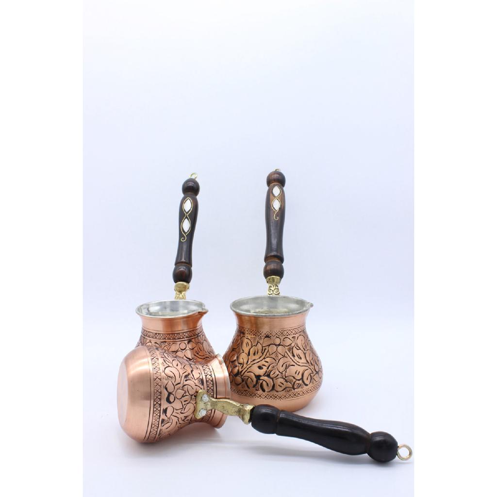 Газиантеп ручной работы подлинный антикварный медный цветной набор из 3 медных кофейников