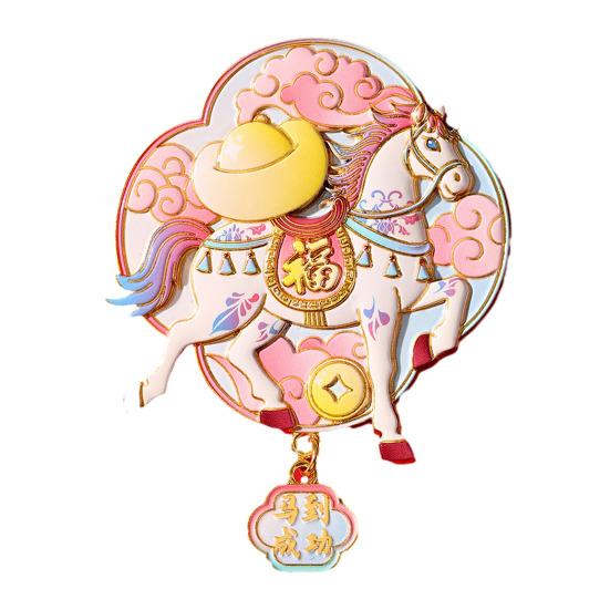 Магнит на холодильник Год Лошади Магнит на холодильник в китайском стиле Мультяшный Зодиак Лошадь Сплав цинка Магнит на холодильник Украшение для дома и кухни на Новый год