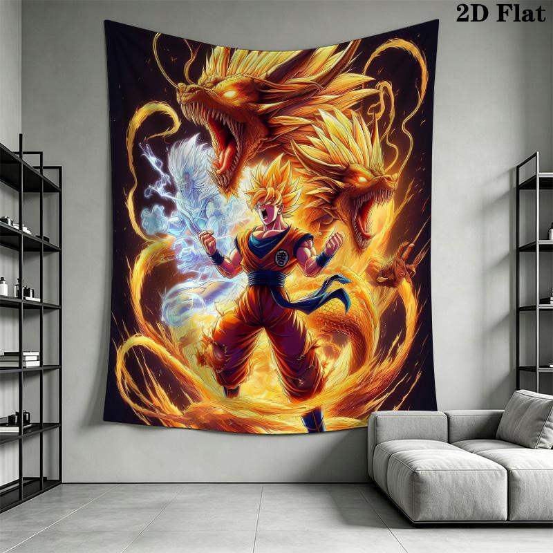 Son Goku Wall Tapestry Aesthetic Wall Hanging Printed Fabric Blanket Decorative Tapestries For Bedroom Living Room Home Decor
