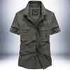 Summer Men's Short-sleeved Shirt Washed Cotton Military Loose Outdoor Tooling Shirt