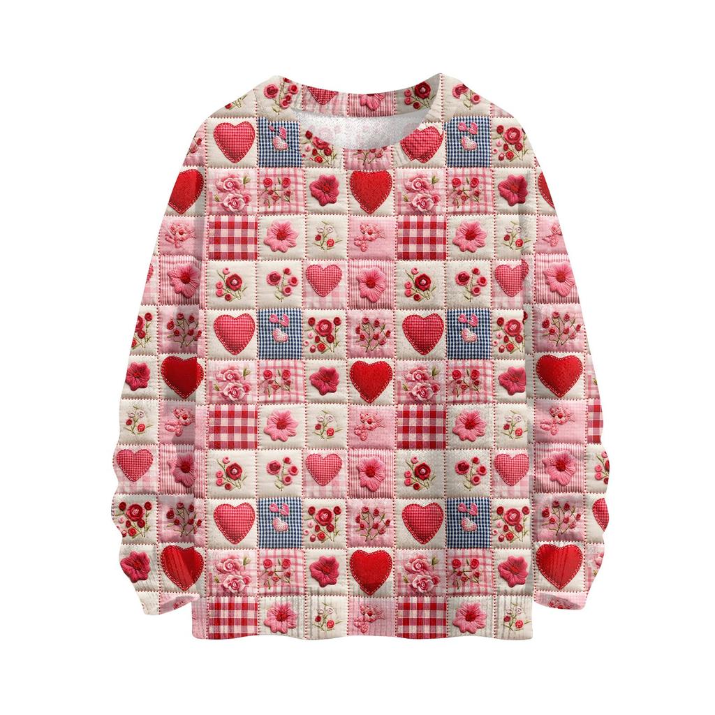 Мужской свитер с принтом ко Дню святого Валентина, толстовка с круглым вырезом, свободный топ с длинными рукавами