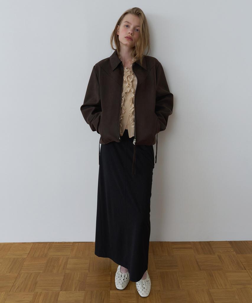 OVERDUEFLAIR Tension Stretch Maxi Skirt_Pearl Black