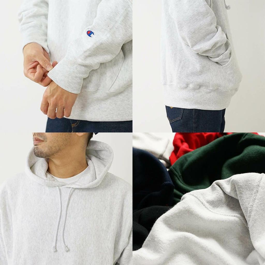 Champion S101 Reverse Weave Pullover Hooded Sweatshirt with Solid Blue Oxford Size L Tag, Gray,