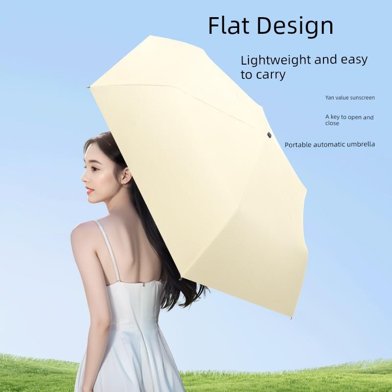 Creative Flat 70% off Automatic Folding Umbrella, Portable Sun Protection and Uv Protection, Unisex Folding Umbrella for Both Sunny and Rainy Weather