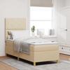 LED Upholstered Bed with Headboard Cream 80 x 200 cm Fabric