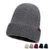 Big Head Wool Hat Men's Autumn Winter Velvet Warm Knitted Hat Outdoor Cycling Windproof Ear Protection Coldproof Hat