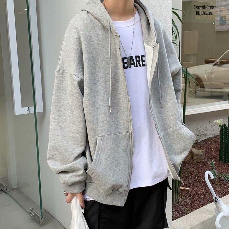 Унисекс Повседневная Спортивная Толстовка: Модная оверсайз куртка на молнии с бархатной подкладкой для осени/зимы