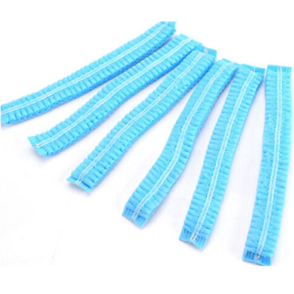100pcs Disposable Blue Hair Nets/Caps Non-woven Head Cover for Food Services
